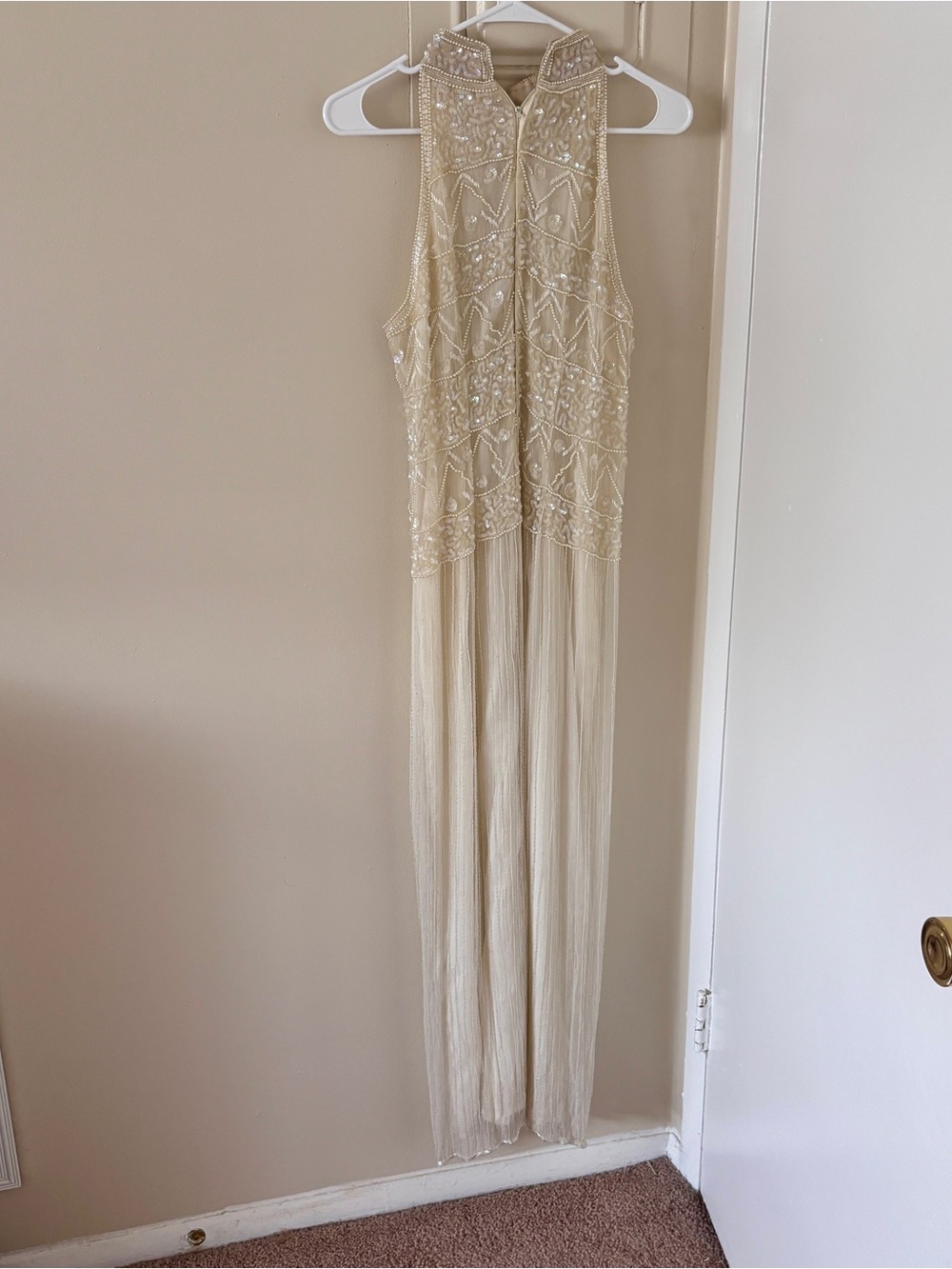 Vintage Ivory Beaded & Sequin Formal Dress - Picture 3 of 13